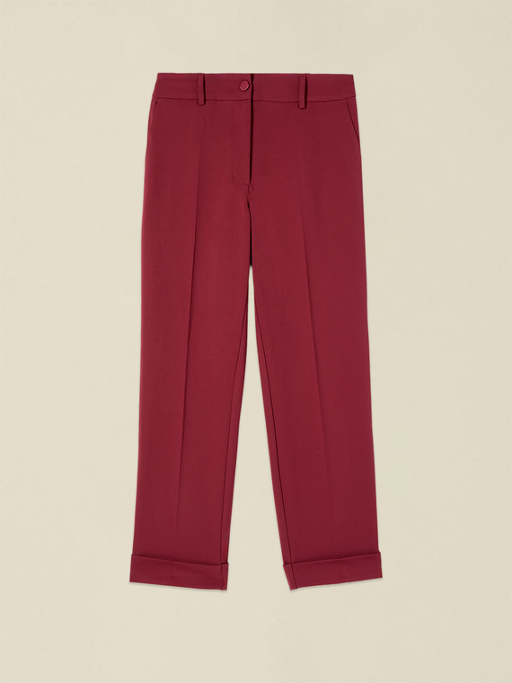 Cropped pants in cr&ecirc;pe fabric