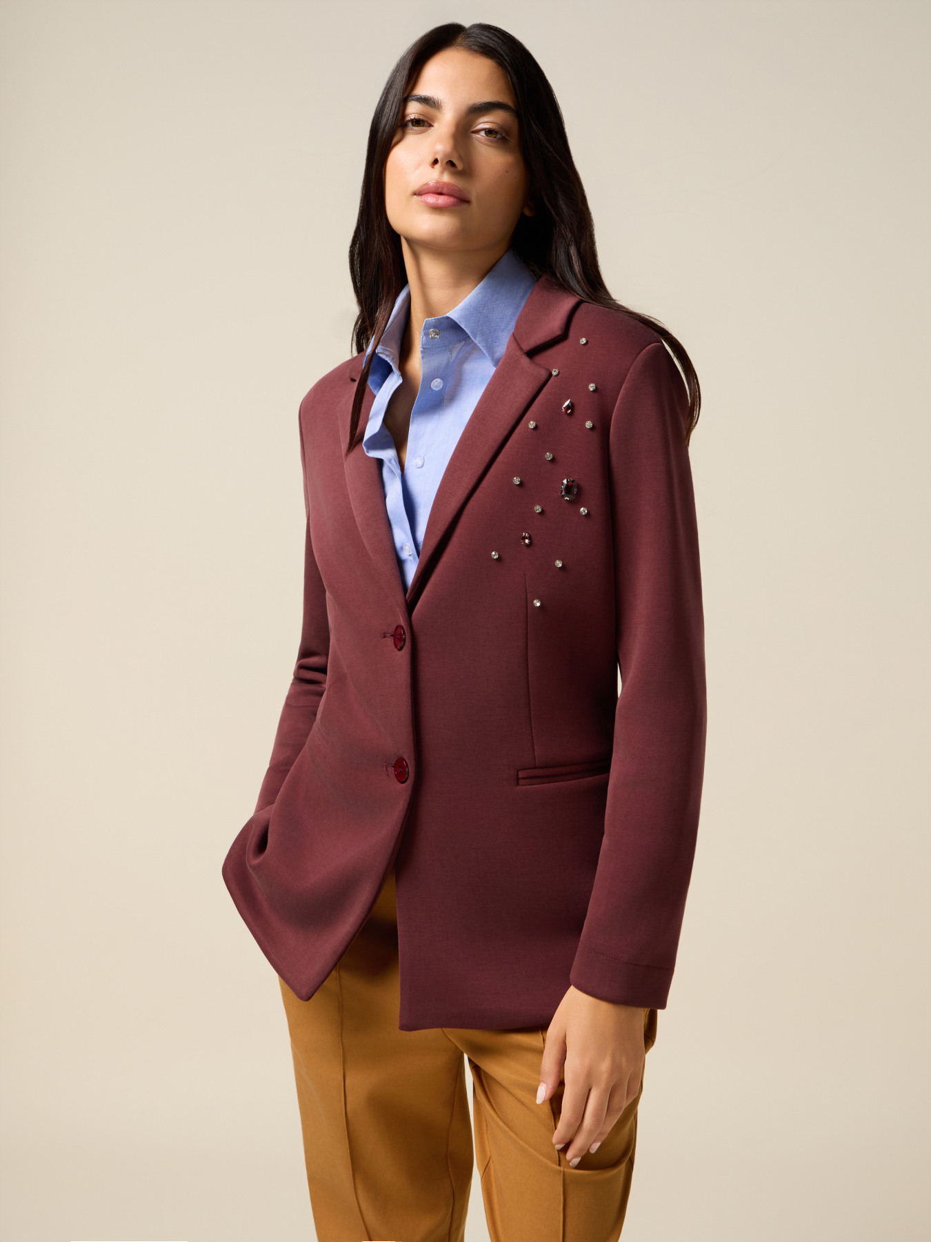 Scuba fabric jacket with appliqu&eacute;s image number 0