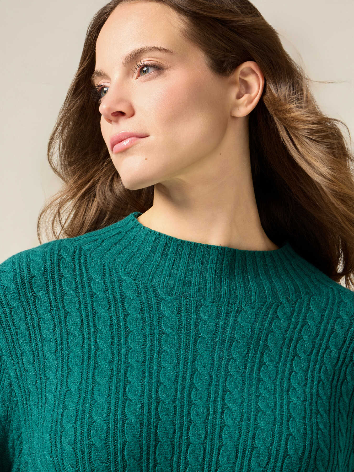 Turtleneck sweater with cable knit image number 2