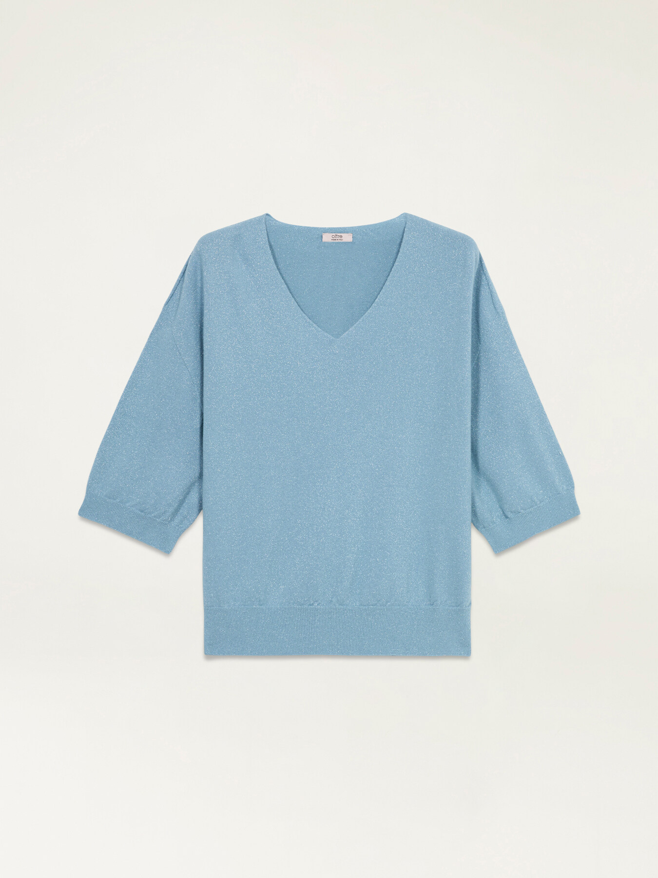 Pull lurex avec col en V image number 0