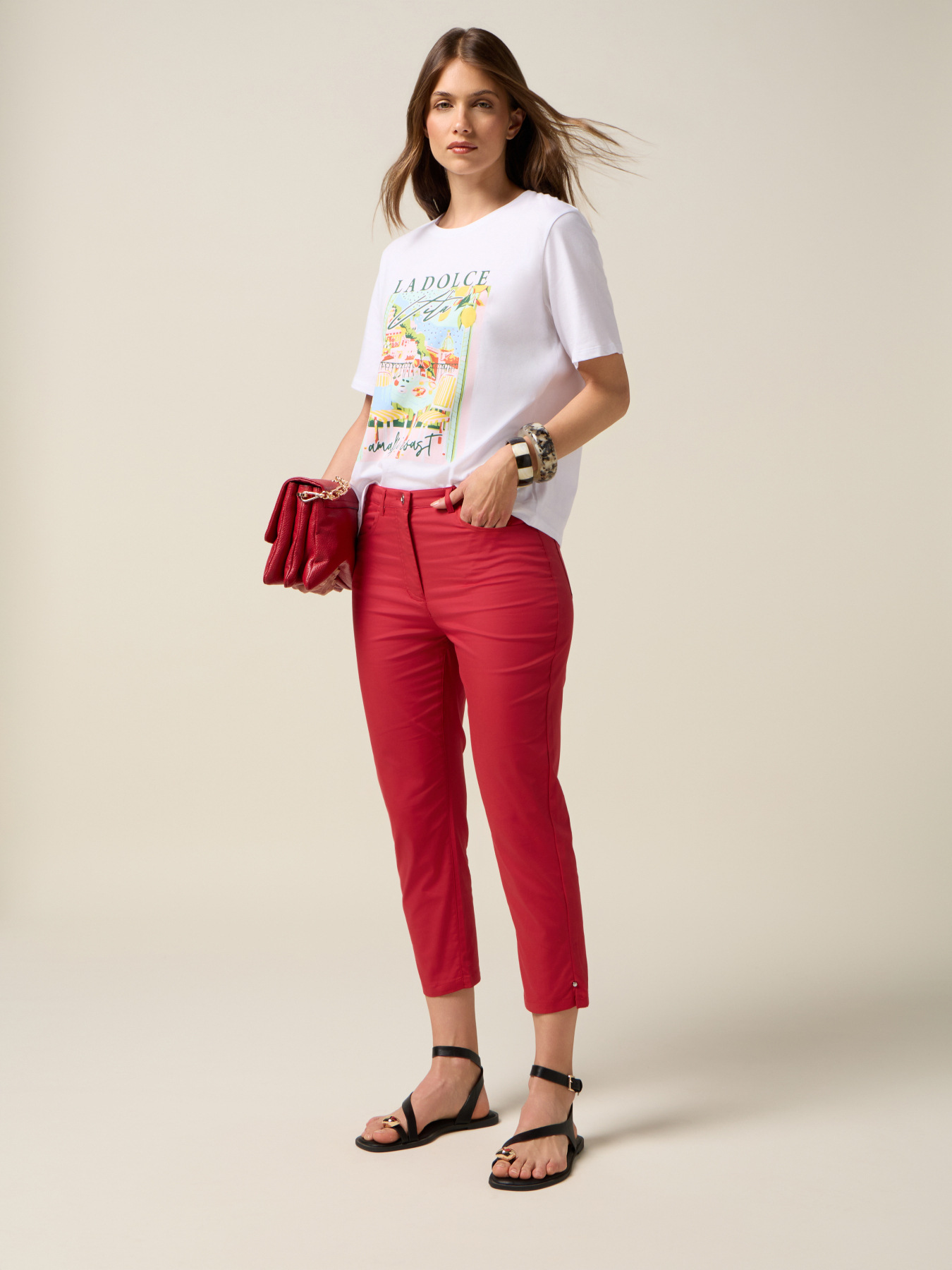 Pantaloni cropped misto cotone image number 0