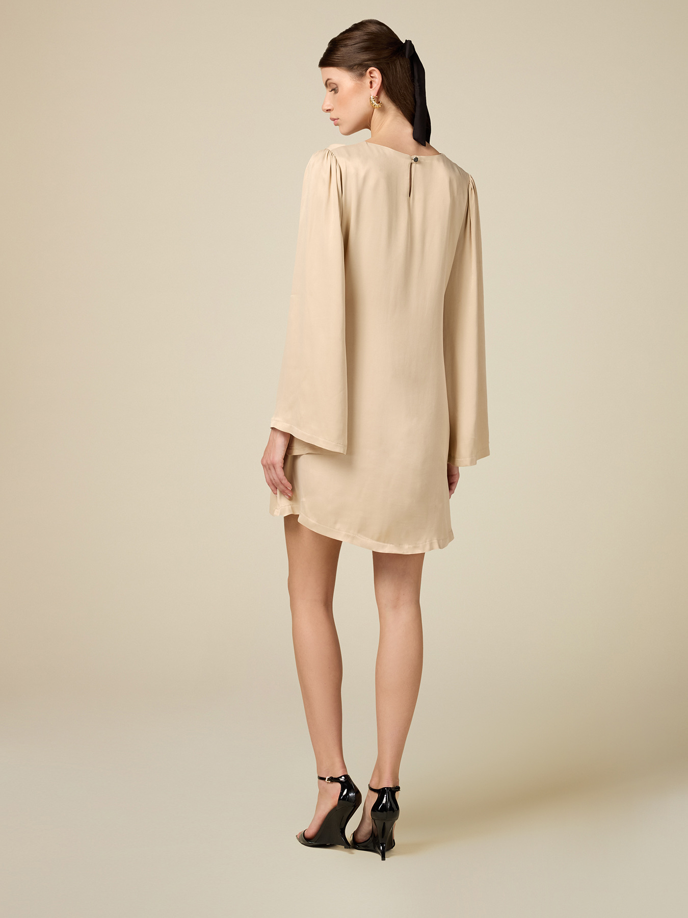 Long-sleeved satin dress image number 1