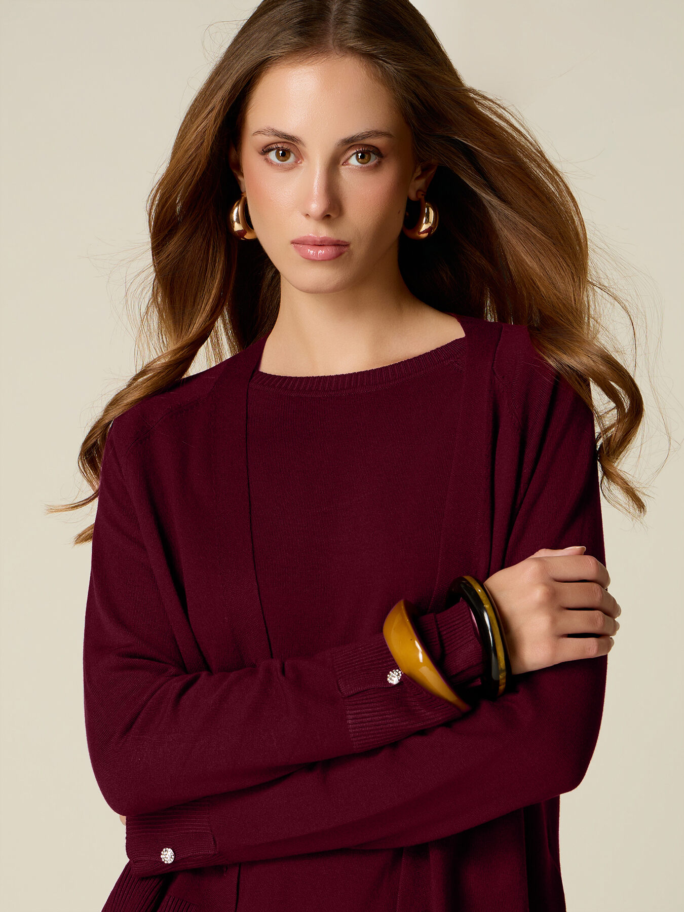 V-neck cardigan with button detail image number 2