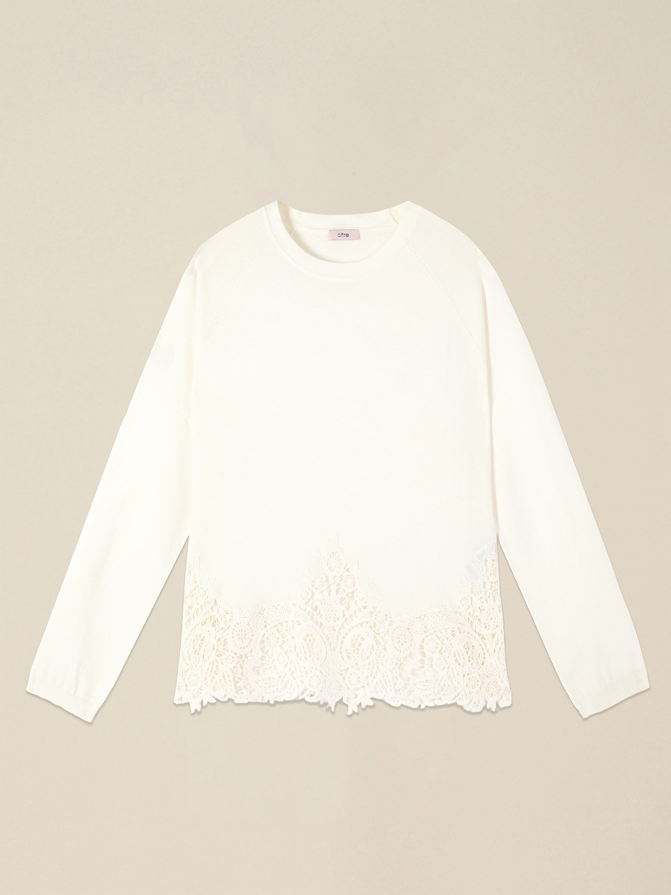 Viscose blend sweater with lace insert image number 3