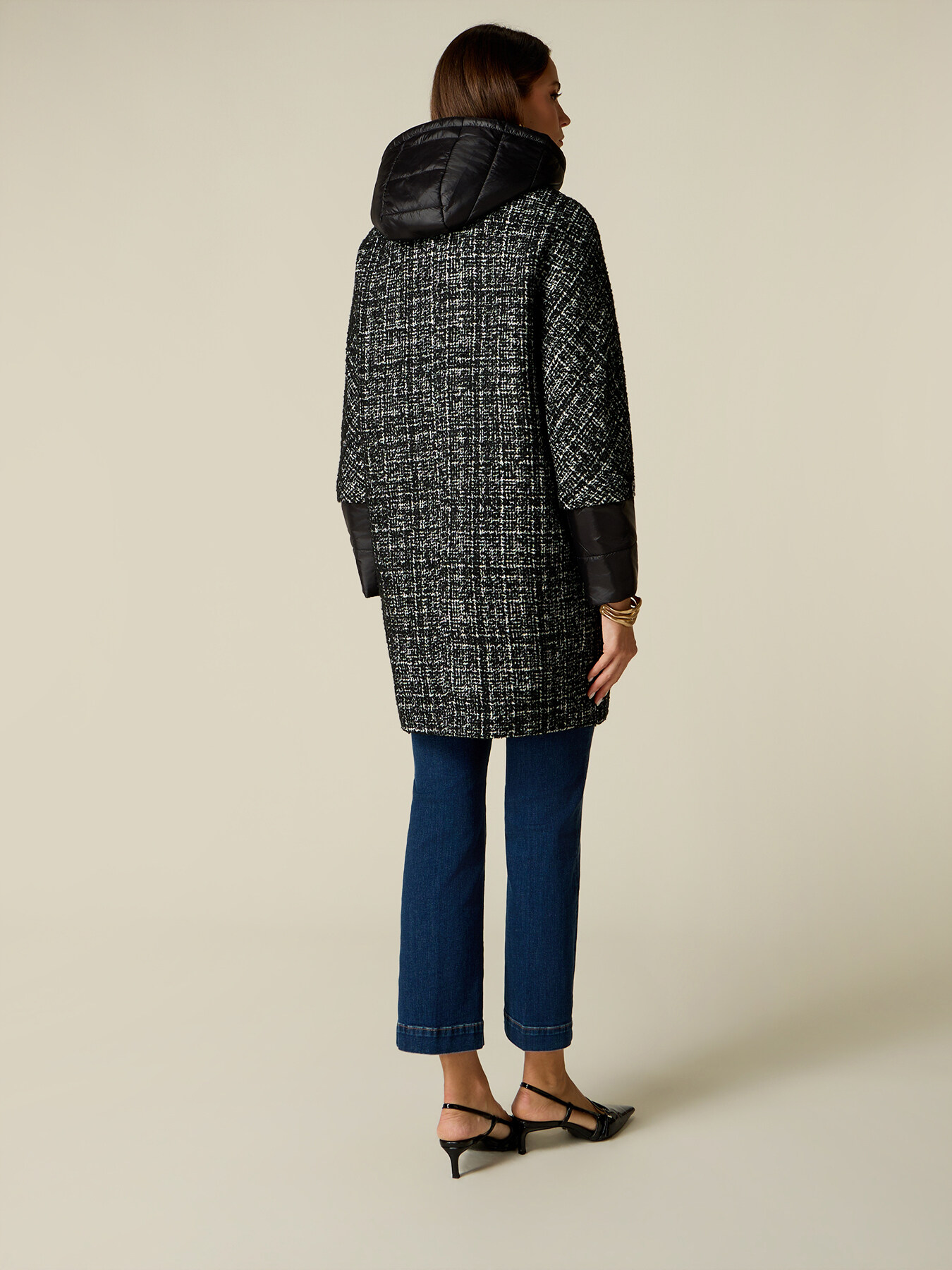 Parka en tweed avec d&eacute;tails matelass&eacute;s image number 1