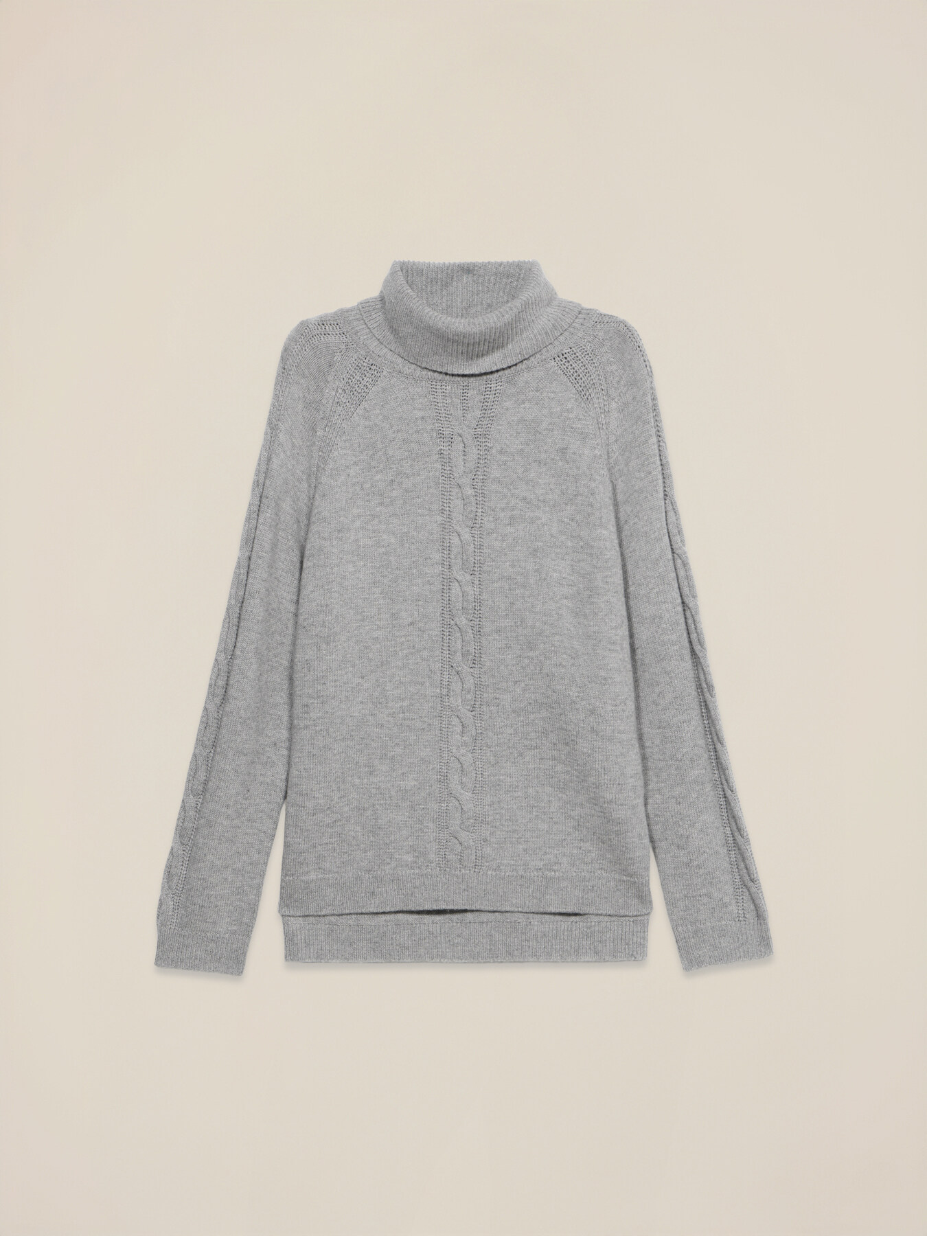 Cable-knit turtleneck sweater in cashmere blend image number 3