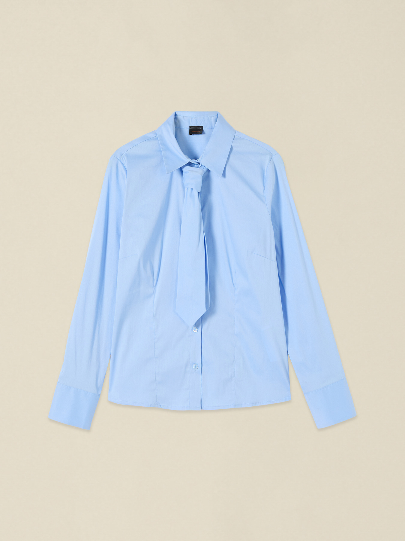 Poplin shirt with tie image number 0
