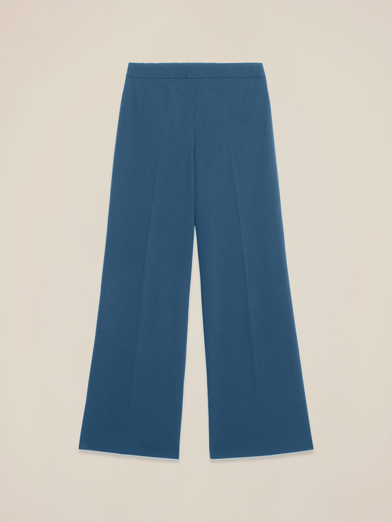 Wide-leg palazzo pants in crepe fabric