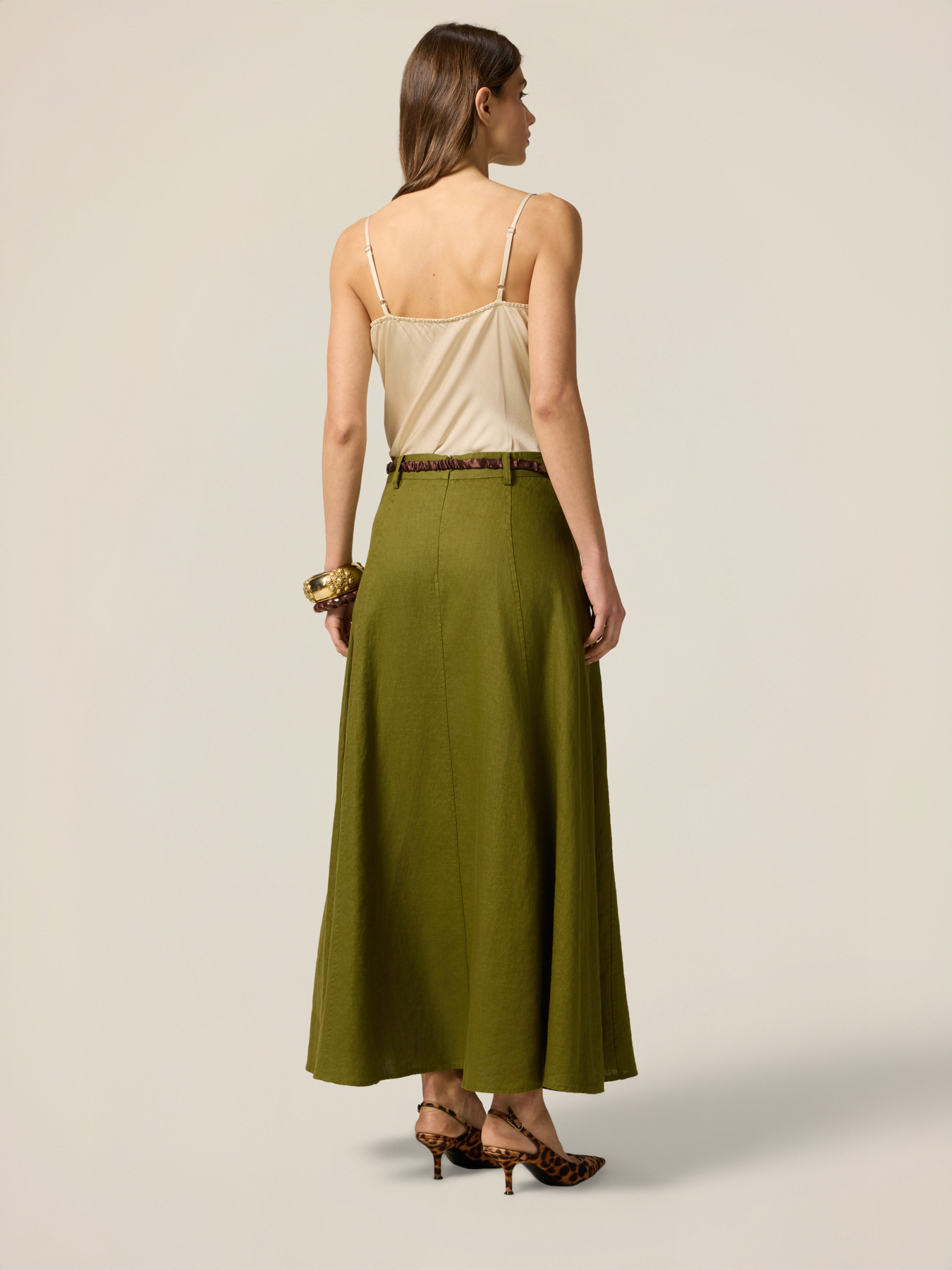 Ausgestellter Rock aus Leinen image number 1