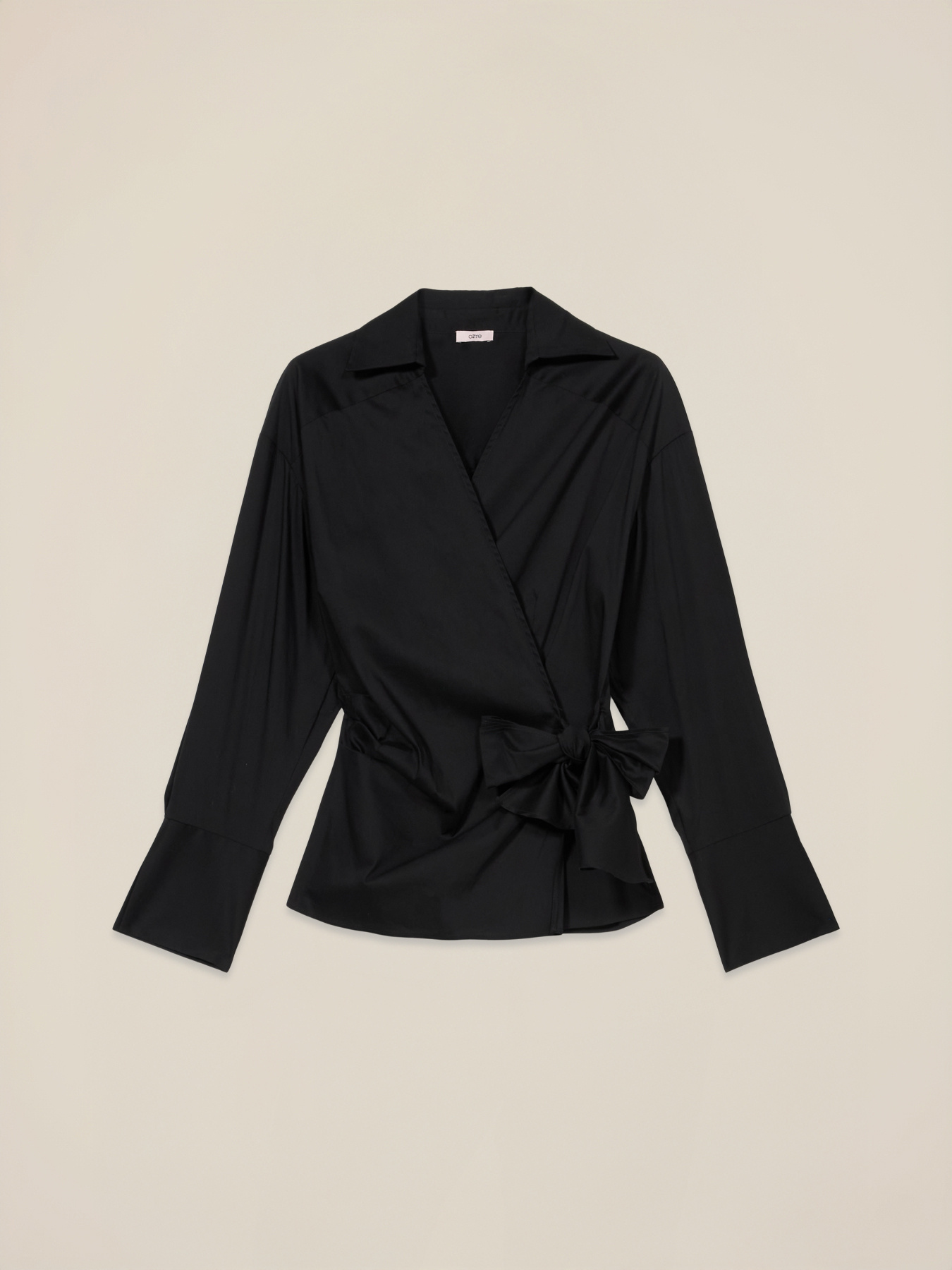 Wrap-style poplin blouse image number 3