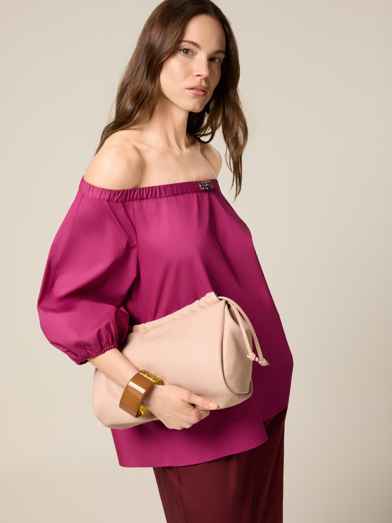 Off-shoulder cotton blouse