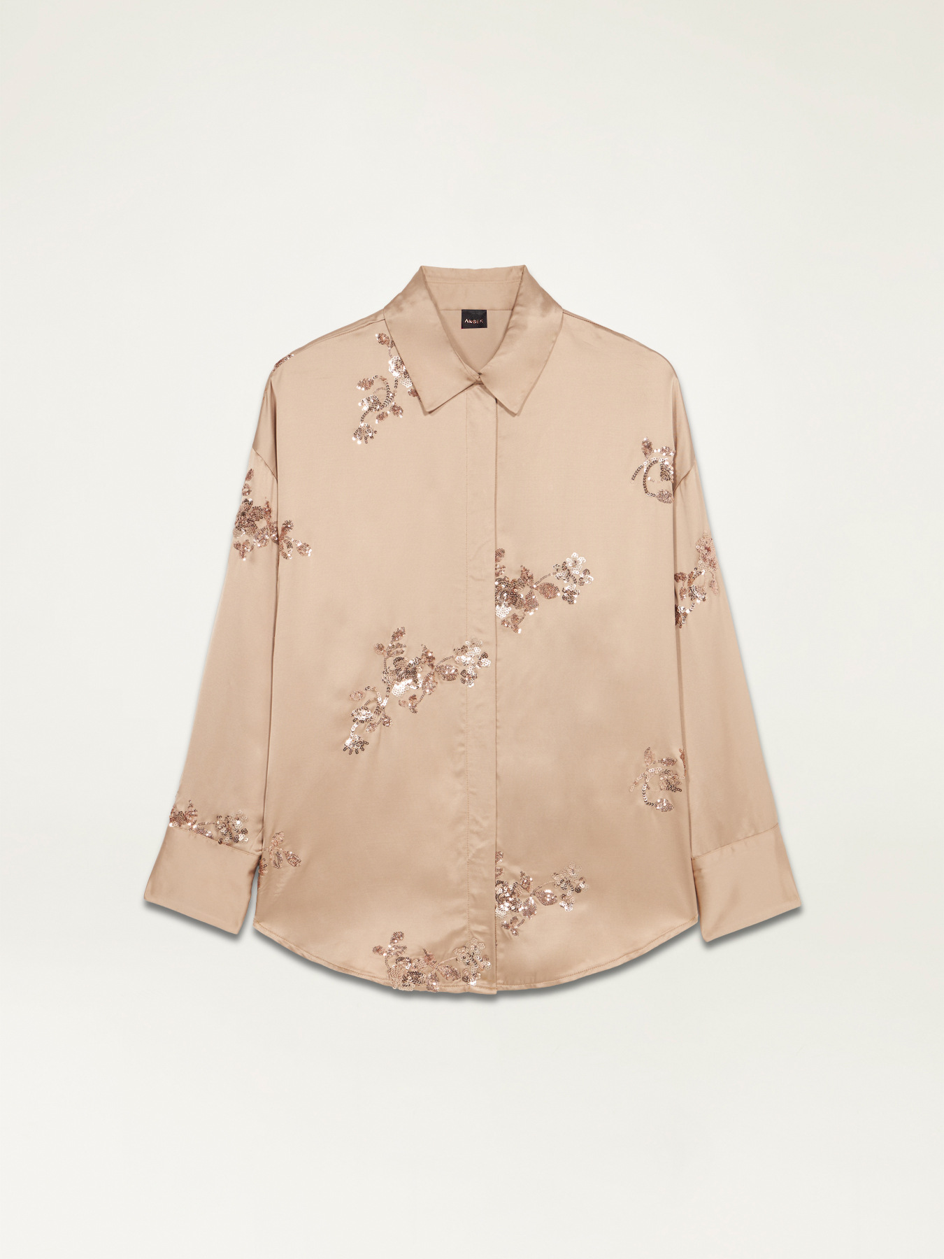Camicia in raso con ricami in paillettes image number 3