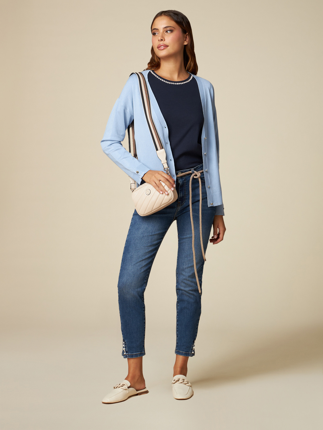 Cardigan col en V avec bords lurex image number 3