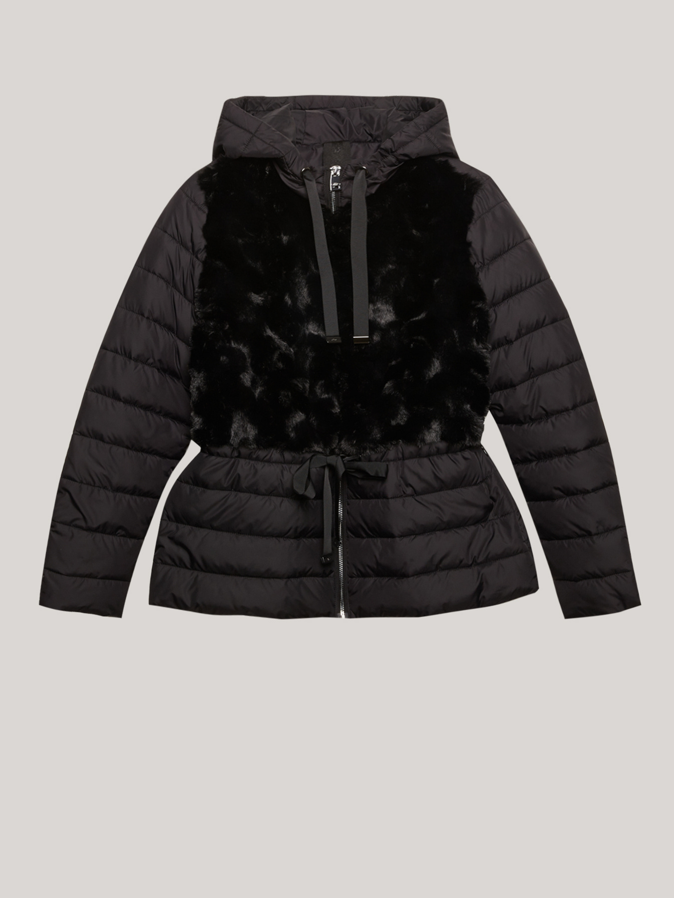 Short down jacket with fur effect part image number 3