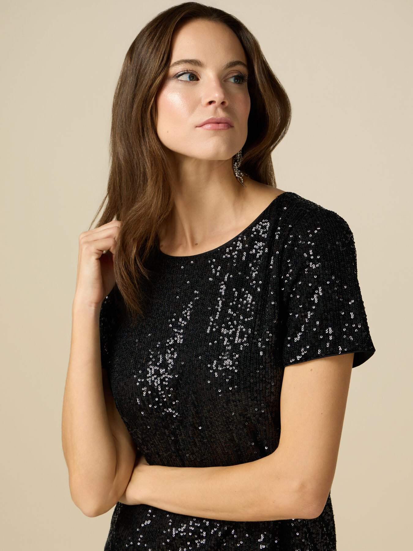 Blouse &agrave; manches courtes &agrave; paillettes image number 2