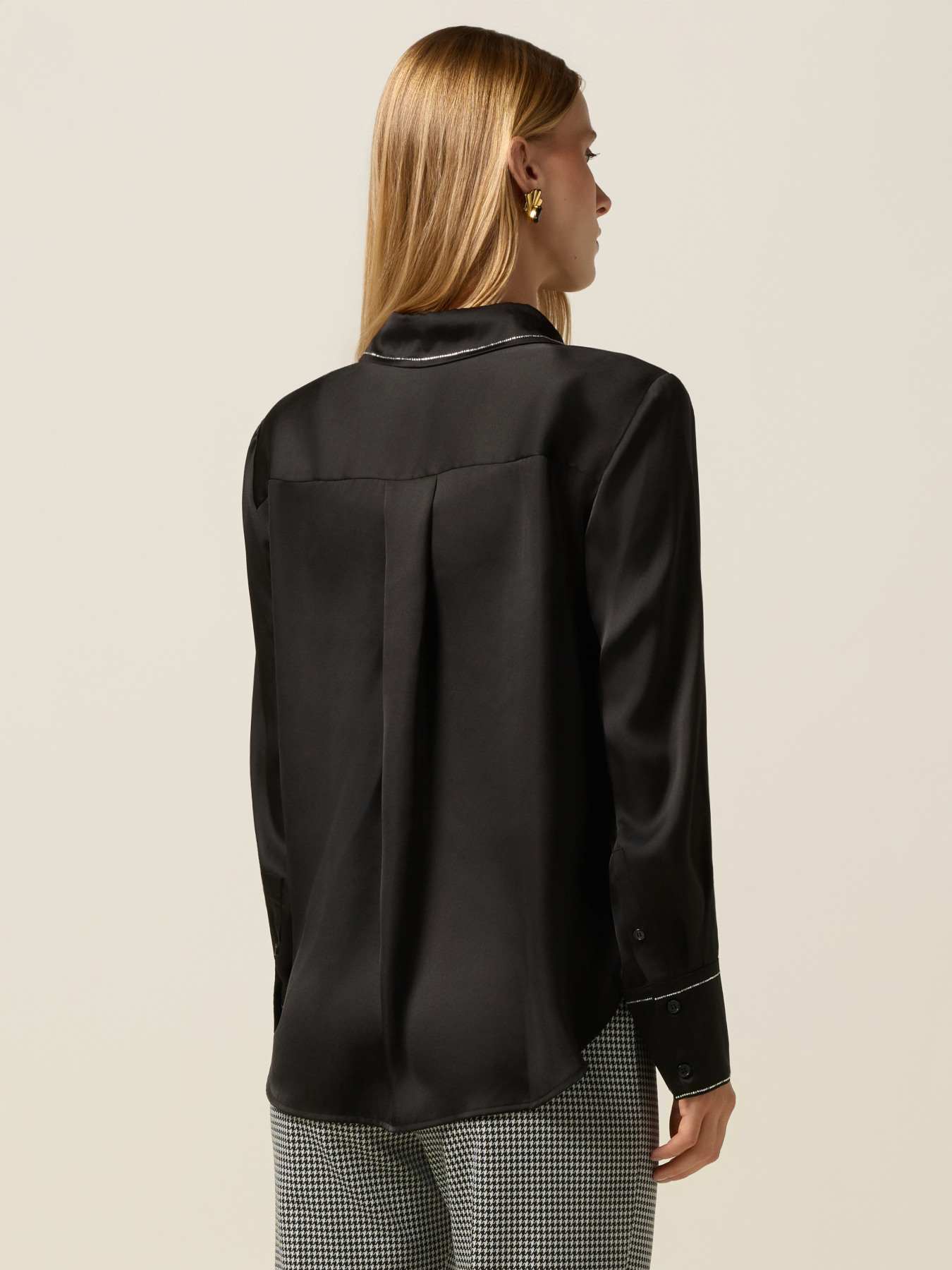 Satin shirt with chain detail image number 1