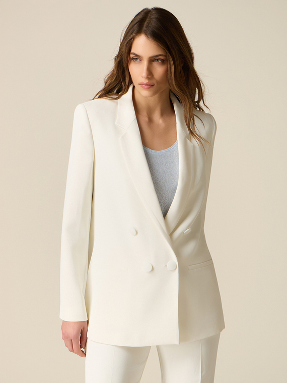 Double-breasted blazer in crepe fabric