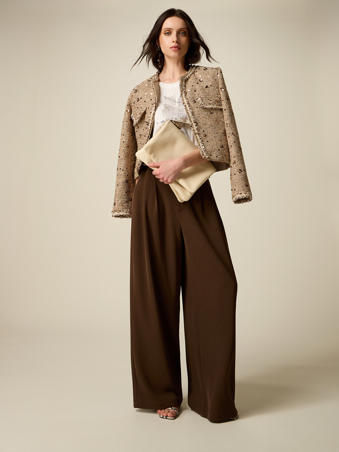 Pantalones palazzo con pinzas image number 0