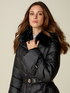Mid-length down jacket with hood and fur-trimmed edge image number 2
