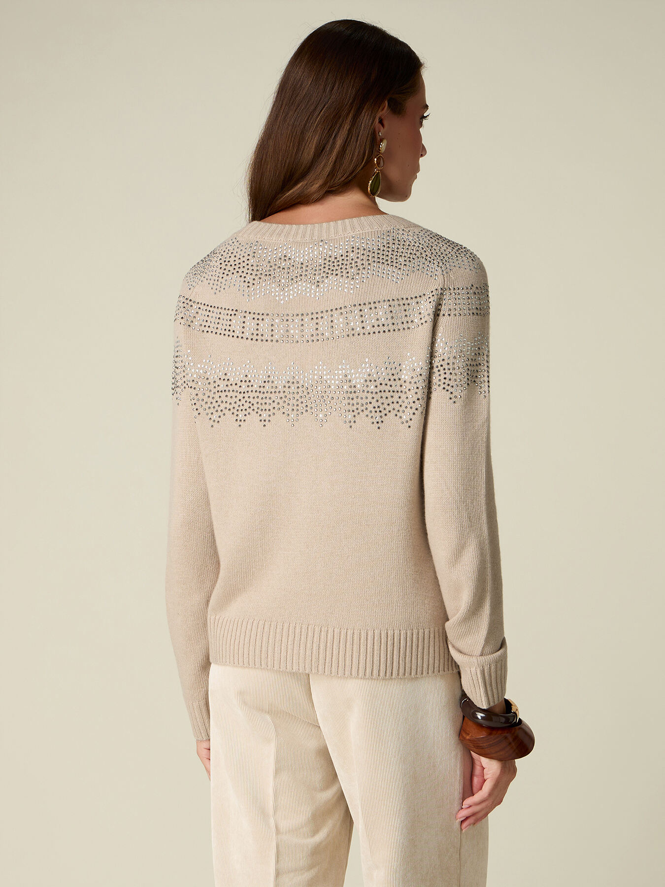 Strickpullover aus Wollmischung mit Kristallen image number 2
