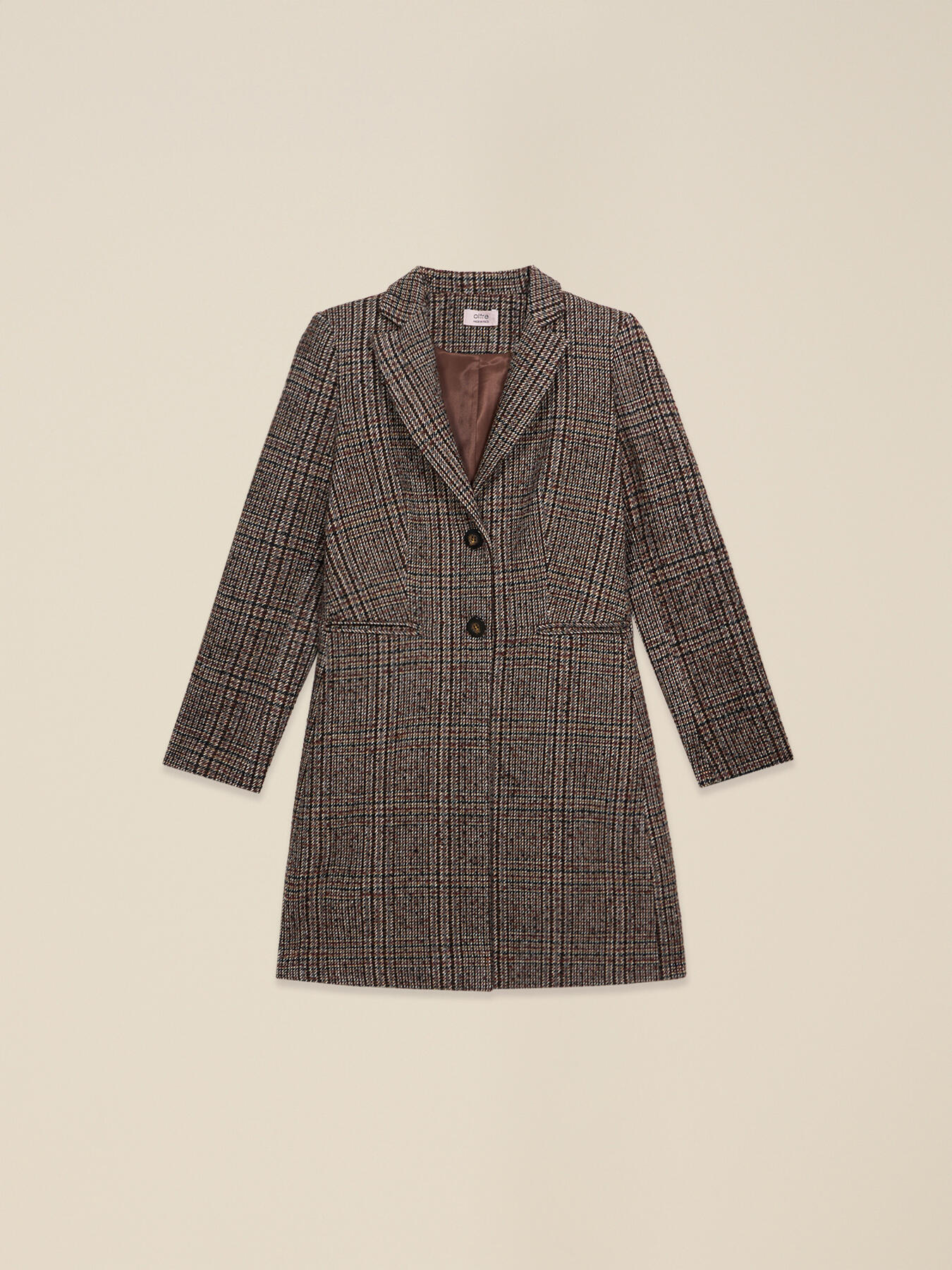 Check mixed wool patterned coat image number 3