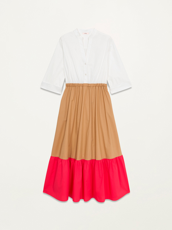 Colour-Block-Kleid aus Baumwolle