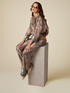 Patterned satin palazzo trousers image number 0