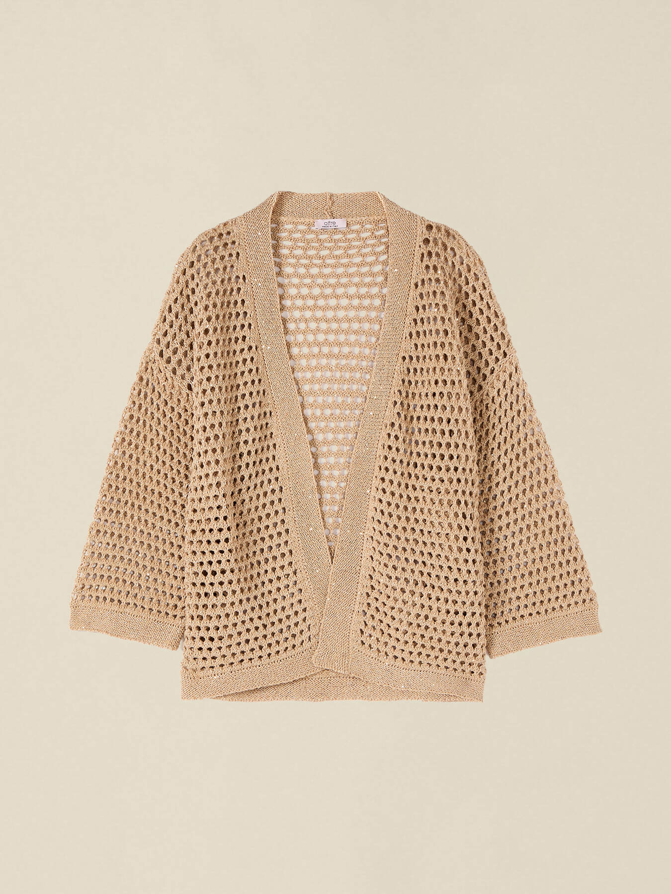 Durchbrochene Strickjacke aus Baumwollmischung image number 3