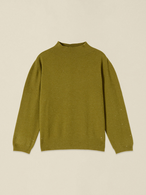 Maglia lupetto con micro paillettes