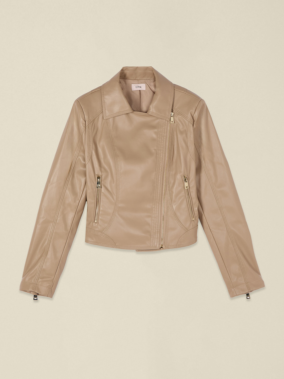 Chaqueta de cuero cropped