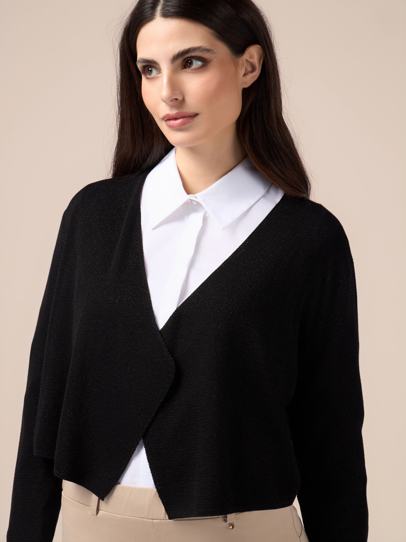 Cardigan scurt din lurex image number 2