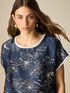 Short-sleeved floral satin blouse image number 2
