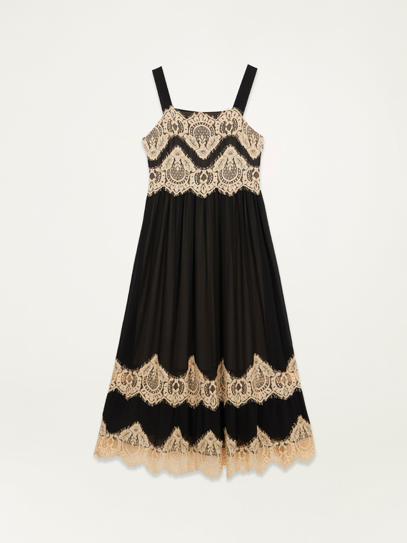 Two-tone dress with lace inserts