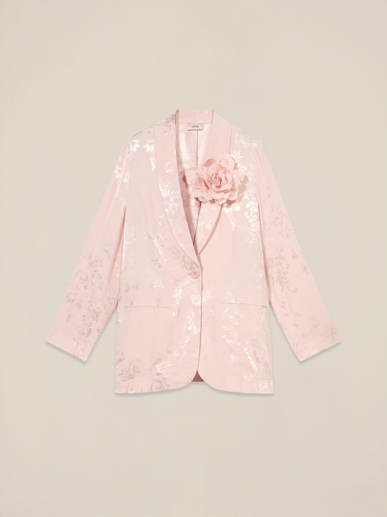 Blazer jacquard con spilla image number 3