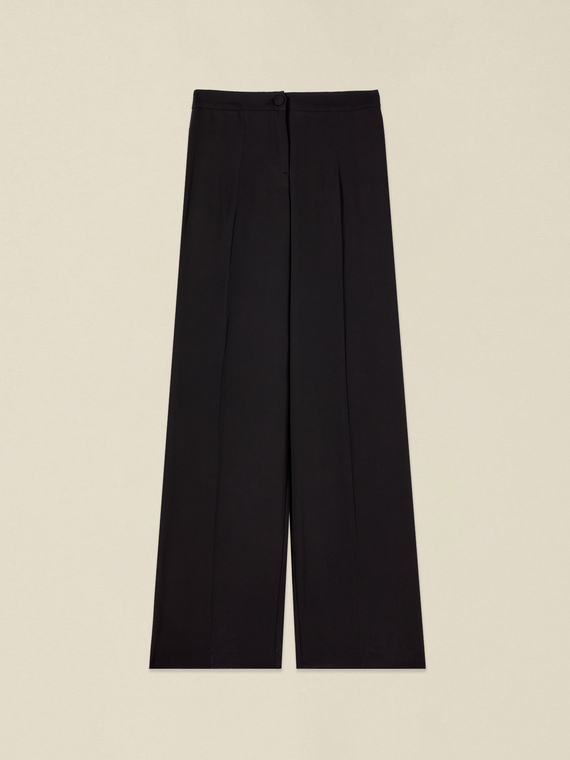 Wide-leg palazzo pants in crepe fabric
