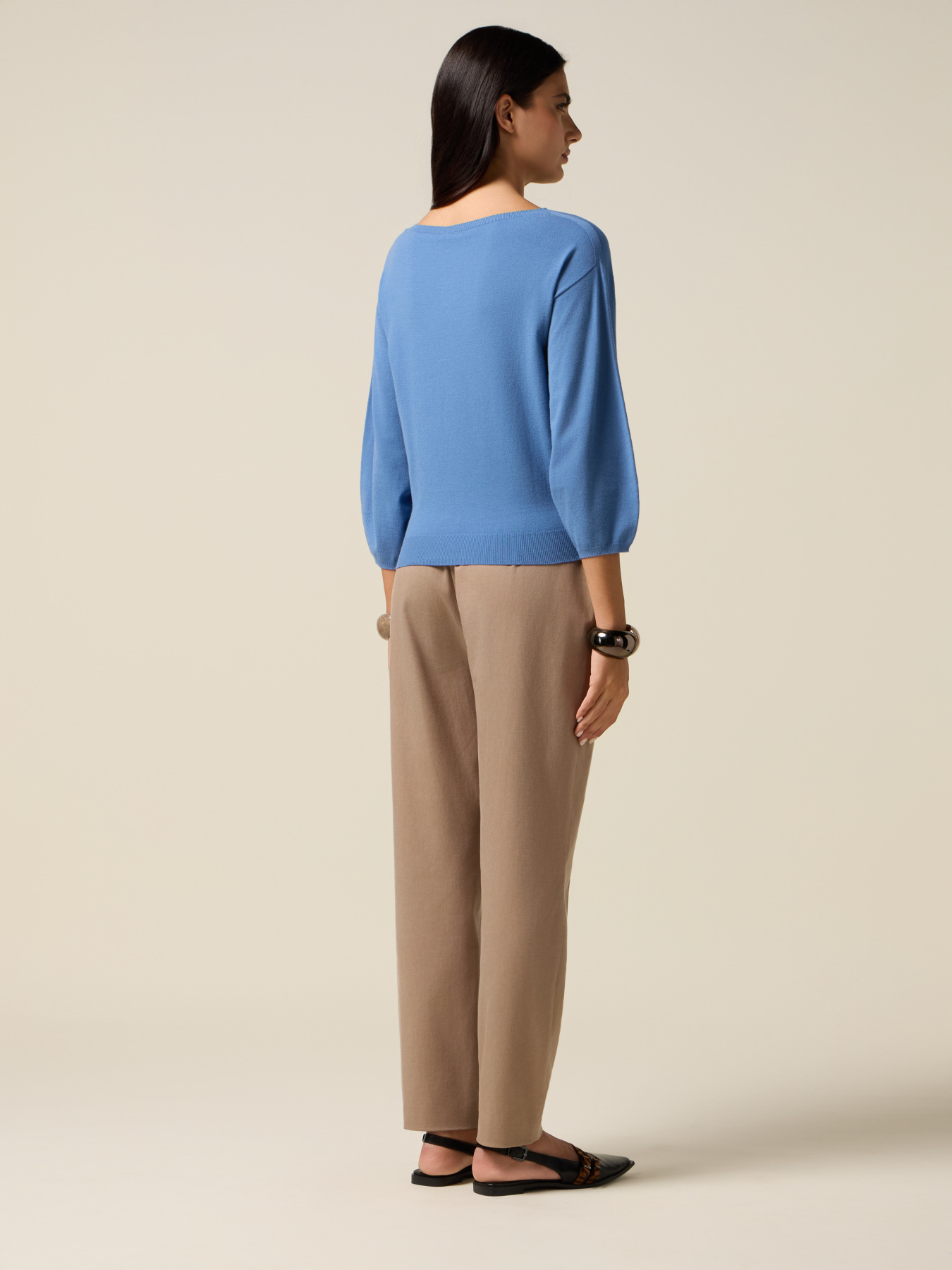 Viscose blend sweater with boat neck image number 1