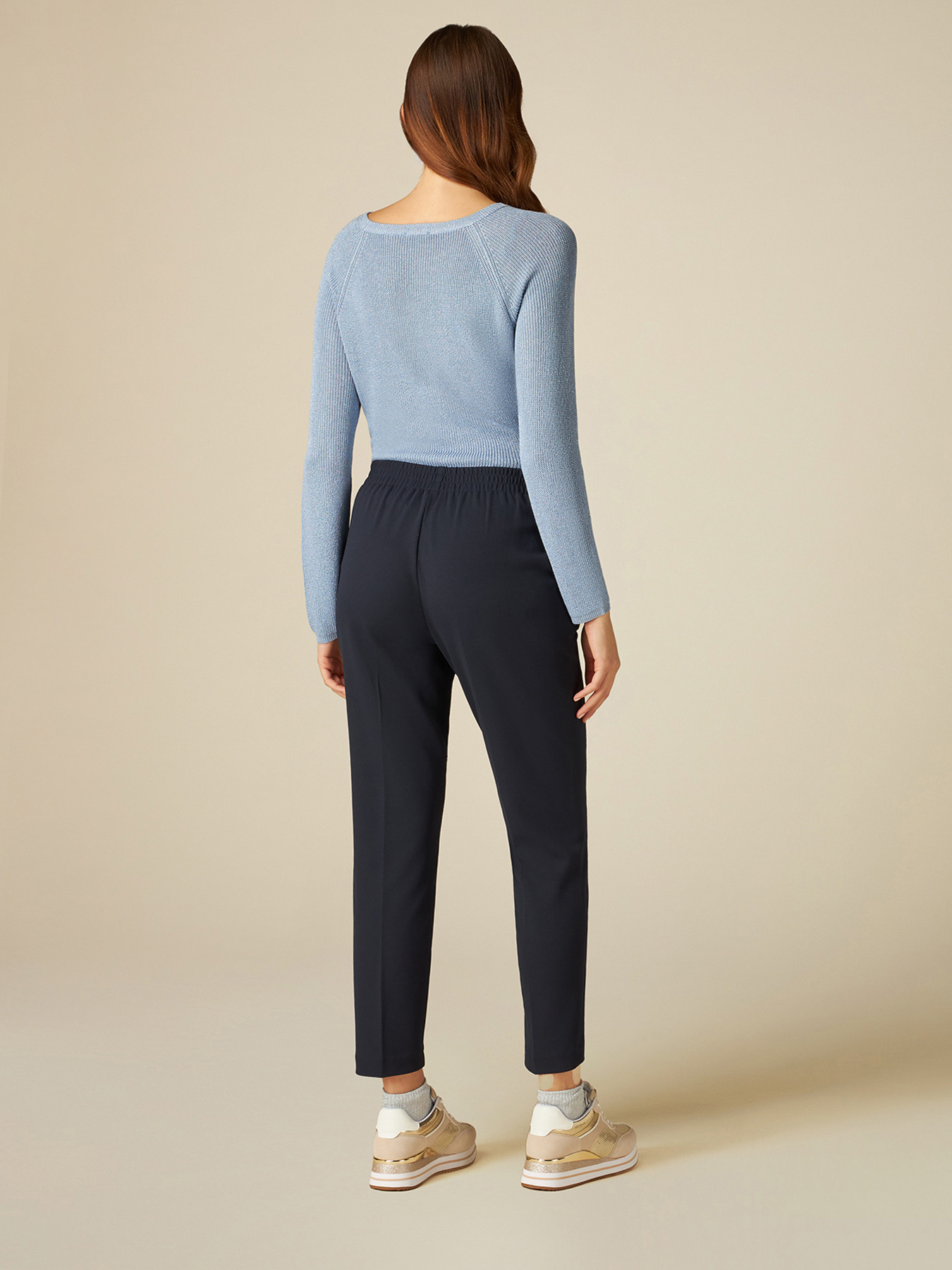 Stretch crepe scuba fabric joggers image number 1