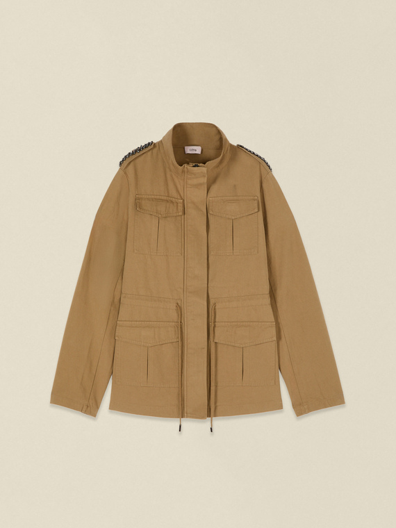 Cotton jacket with jewel detail