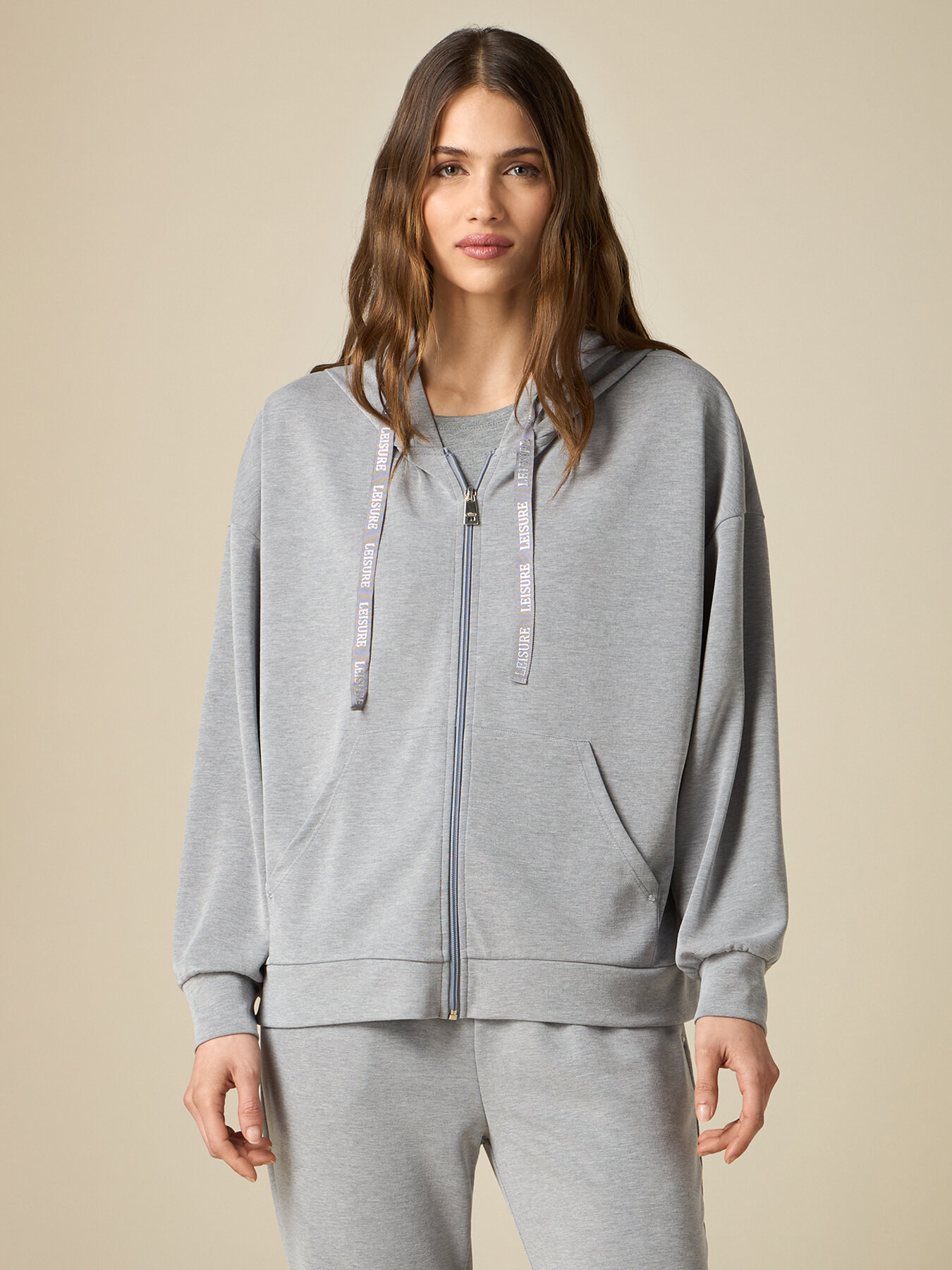 Modal blend fleece with hood and zipper image number 0