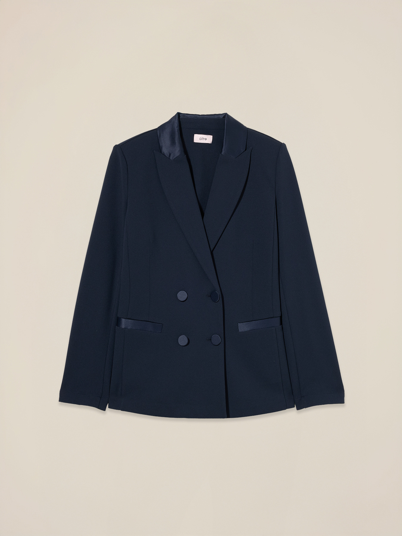 Double-breasted blazer with covered buttons image number 0