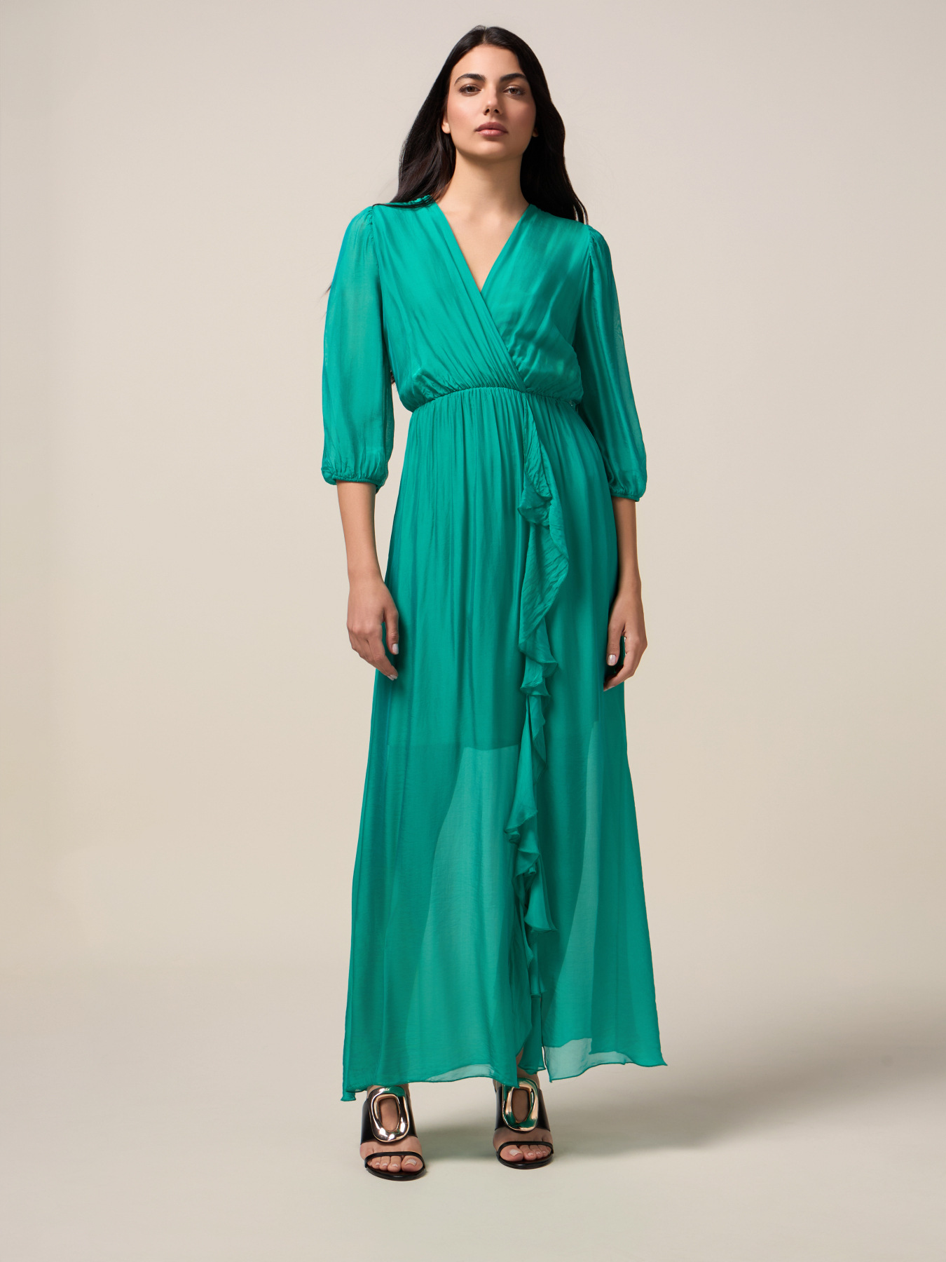 Vestito lungo misto seta image number 0