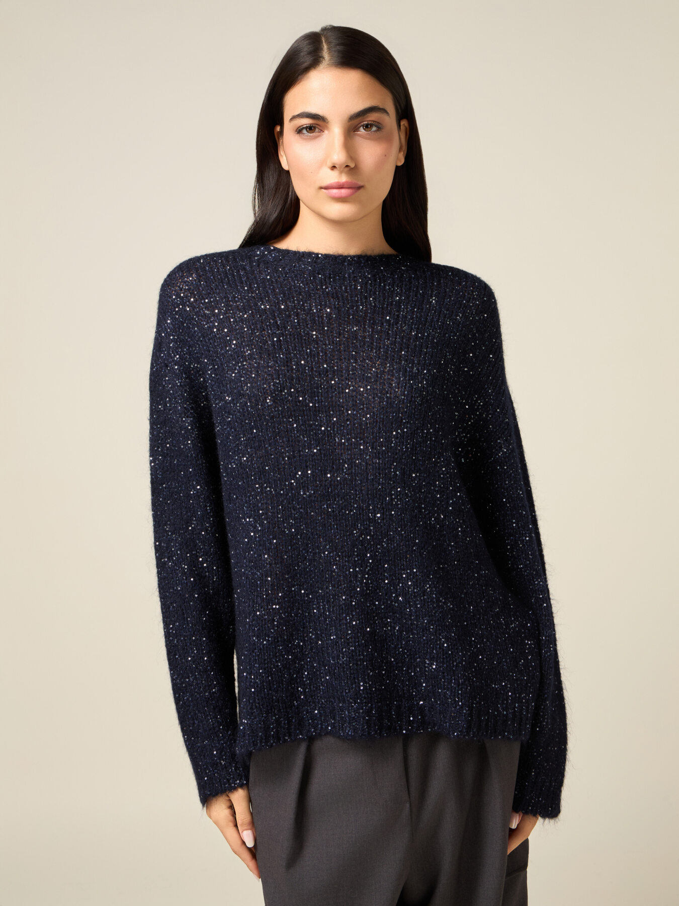 Maglia misto mohair con micro paillettes image number 0