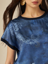 Satin T-shirt blouse in patterned satin image number 2