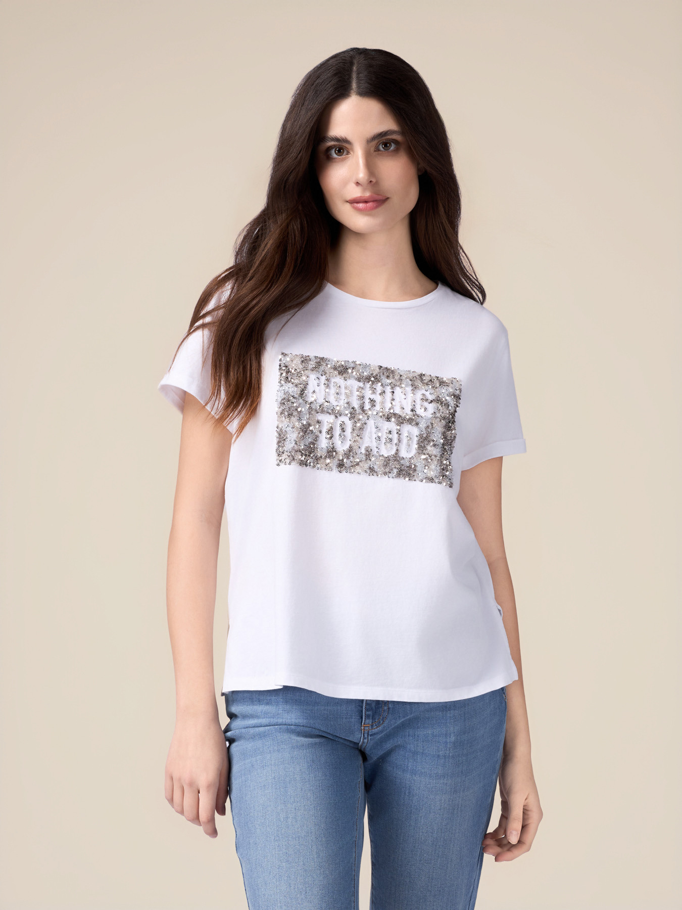 T-shirt with sequin embroidery image number 0