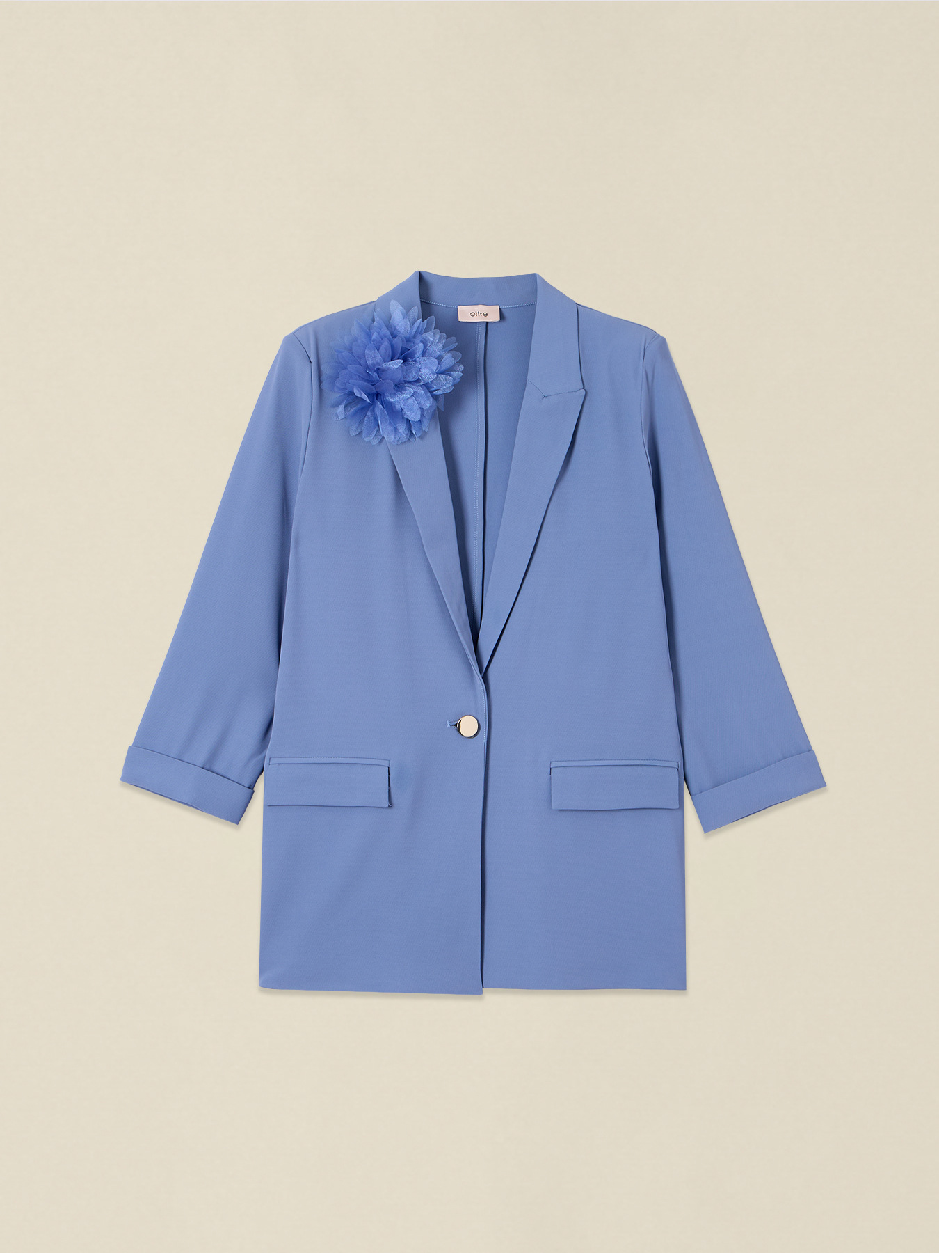 Jachetă blazer cu broșă floare image number 3