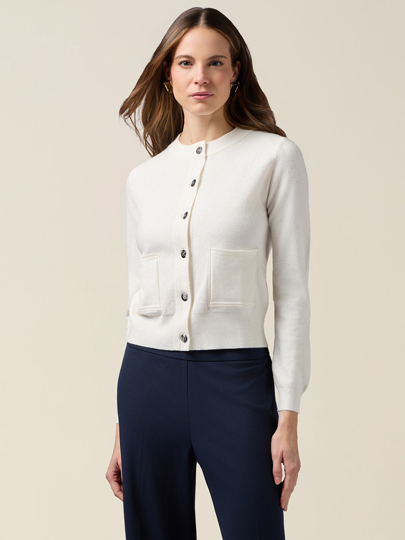 Cardigan a giacca con micro paillettes