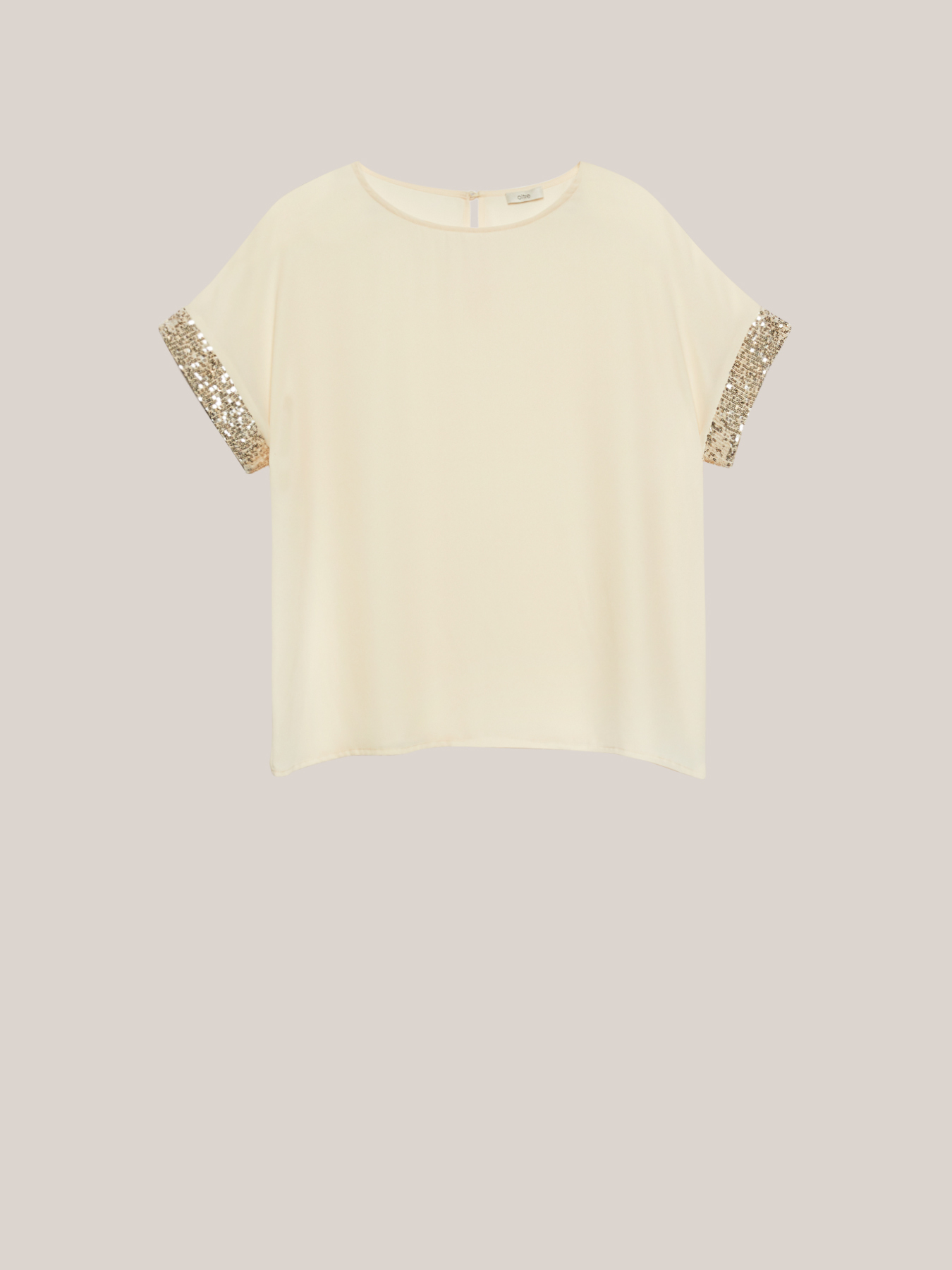 Blusa con bordo in paillettes a fondo manica image number 3