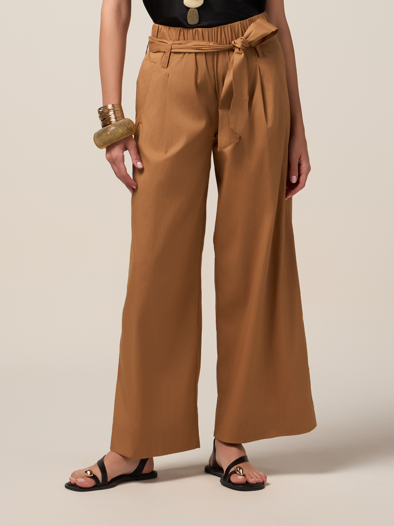Pantalon palazzo en m&eacute;lange de coton image number 3