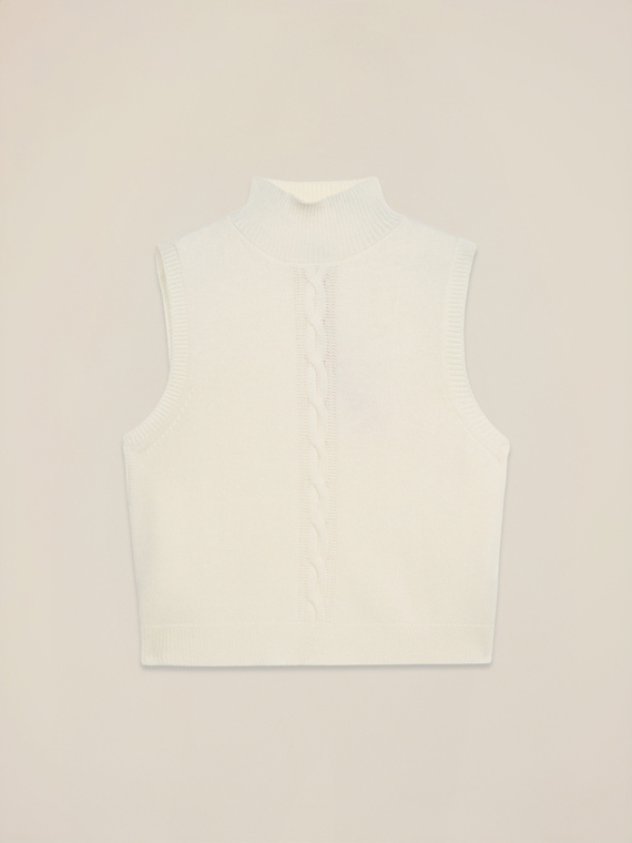 Sleeveless sweater in cashmere blend