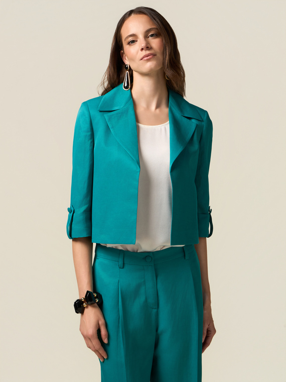 Veste structur&eacute;e en m&eacute;lange de lin